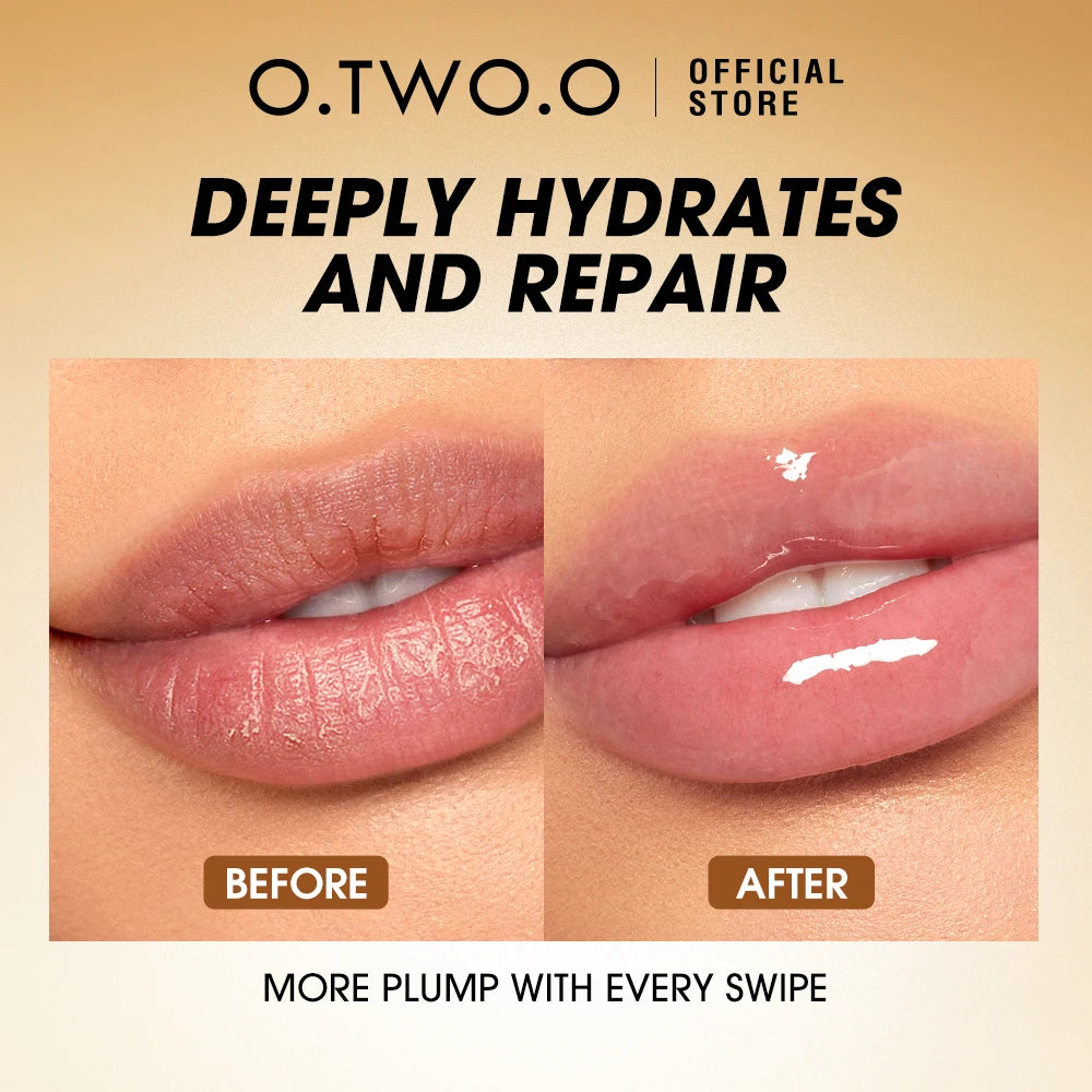 O.TWO.O Lip Oil Gloss Lip Plumper Makeup Moisturizing NonSticky Sexy Water Glossy Glitter Primer Tint Lip Balm Care Cosmetics