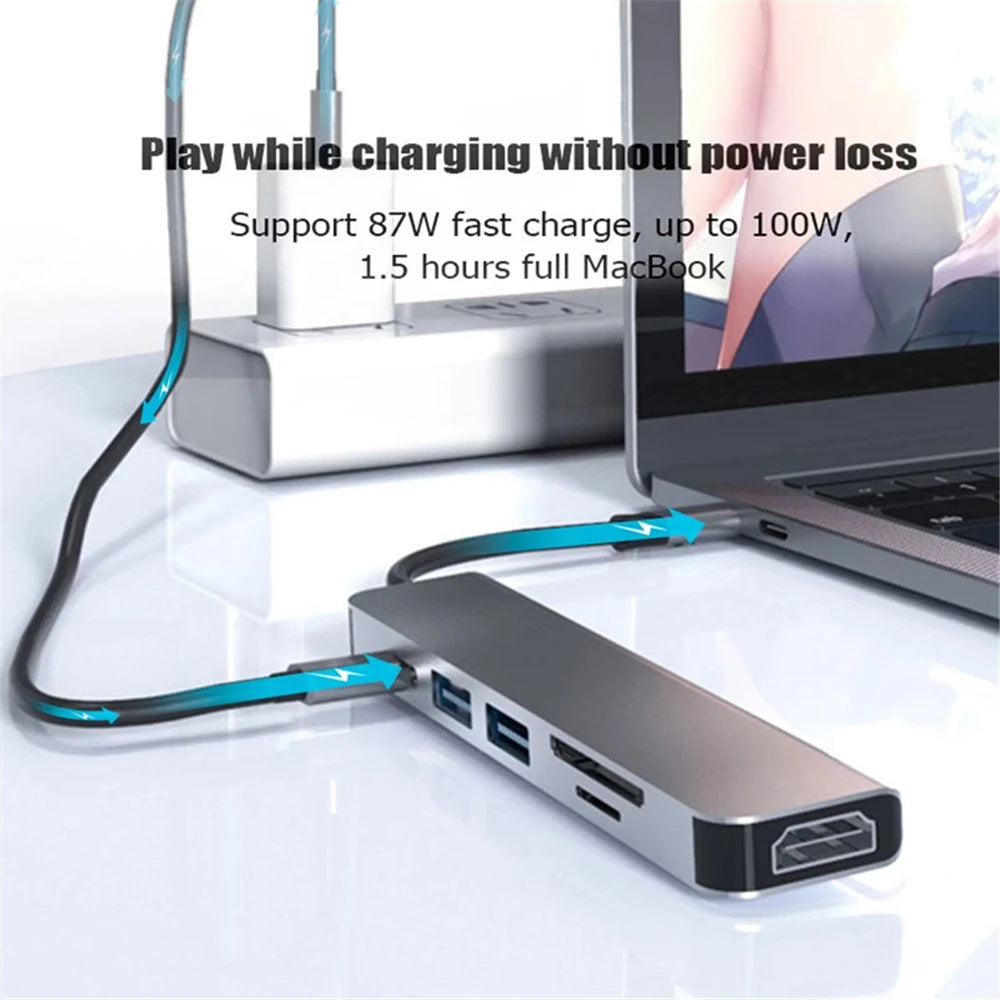 USB C  to HDMI-compatible PD 87W Splitter USB