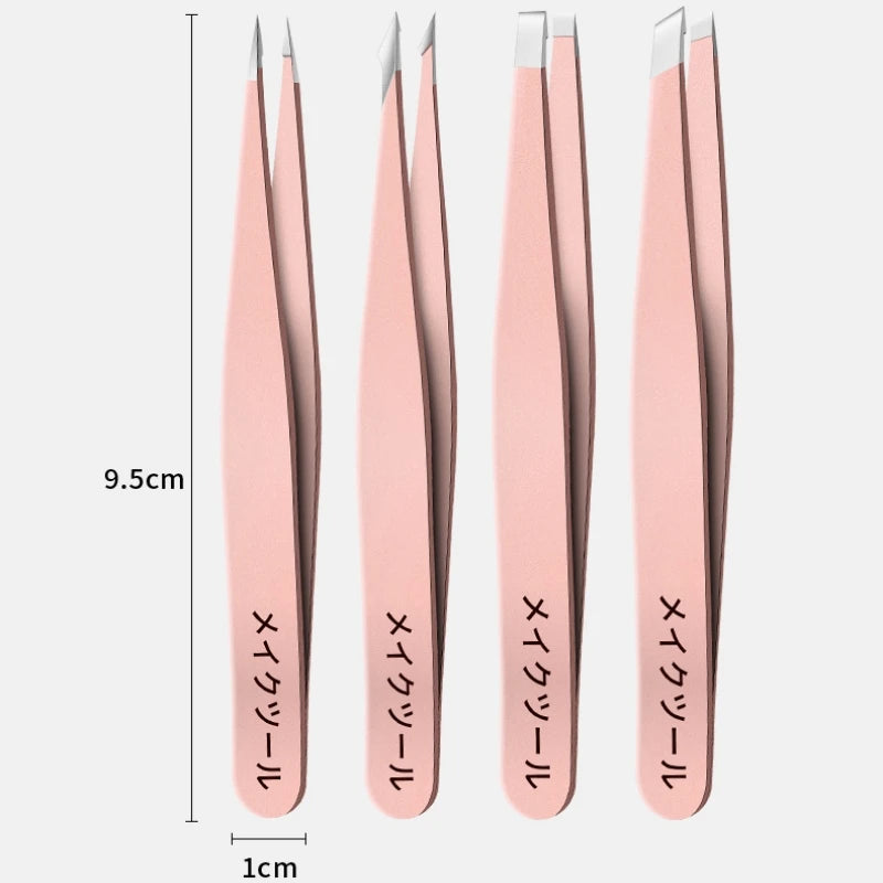 Precision Stainless Steel Tweezers For Eyebrow Hair Facial Hair Removal, Splinter, Blackhead Slant Tip Angle Tip Pointed Tip