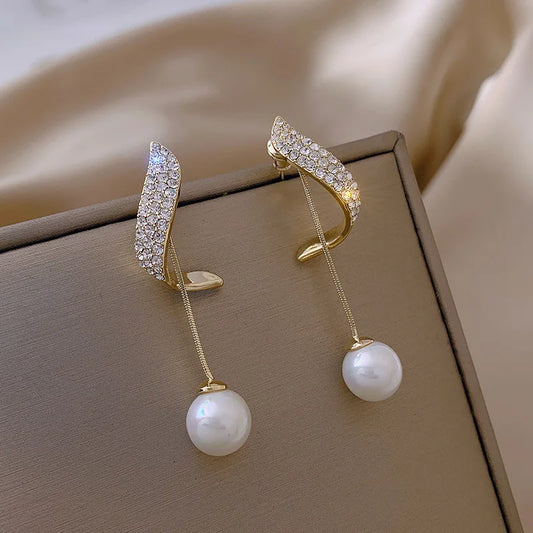 Diana Elegant Pearl Dangle Earrings -Drop Earring